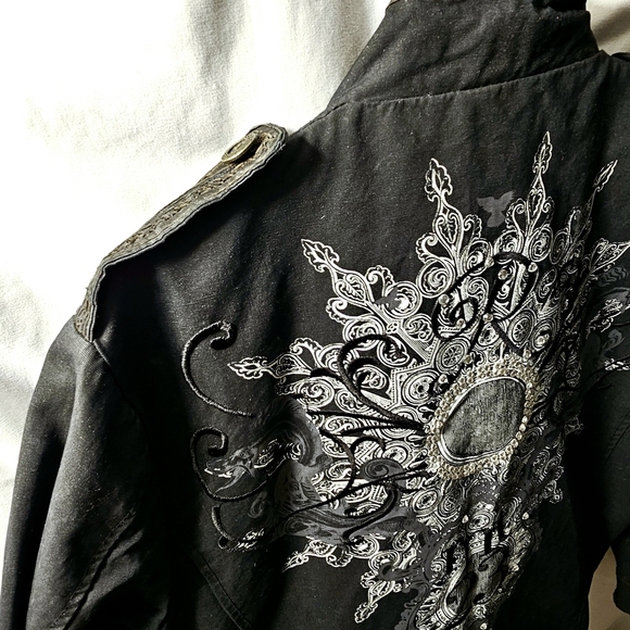 rnt23 Ron Tomson Urban Outdoor Wear Mens Y2K 90's Black Denim Jacket XXL - Picture 12 of 16